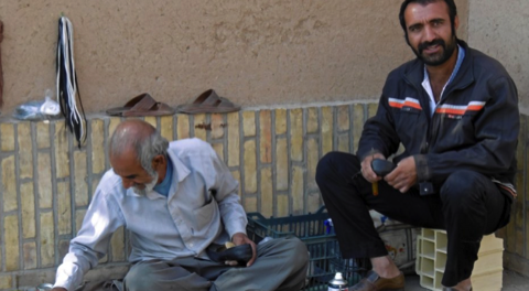 Shining shoes in Yazd